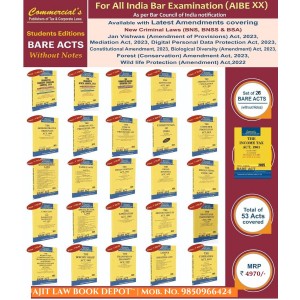 Commercial's Bare Acts for All India Bar Examination (AIBE) 2026 as per Bar Council of India Notification (Set of 26 Books) [Free Delivery]